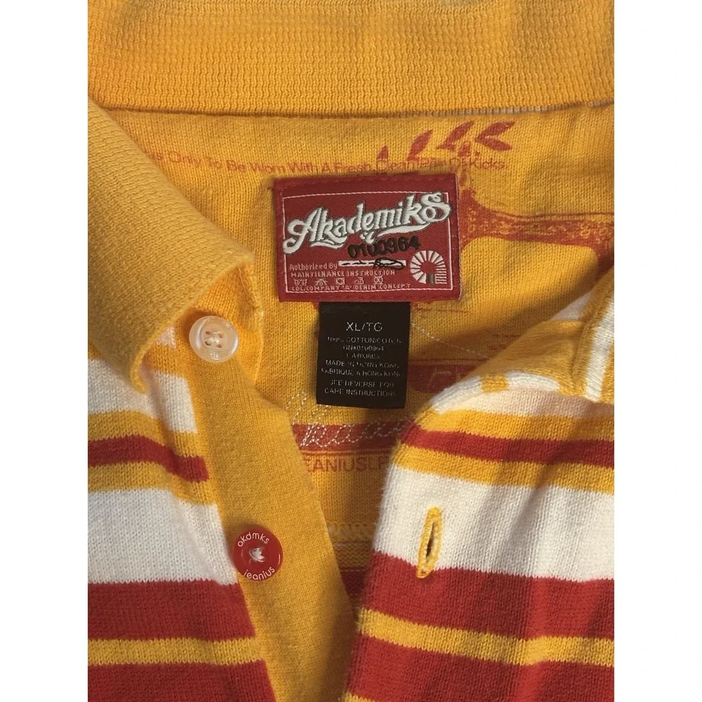Akademiks Shirt‎ Mens Extra Large Yellow Polo Sweater Vintage Y2K Streetwear